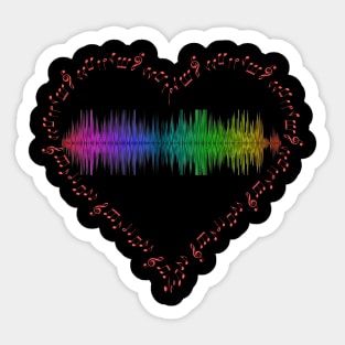 Heart shape musical notes with sound wave inside Sticker